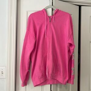 Bright pink CARMAR zip up hoodie size S